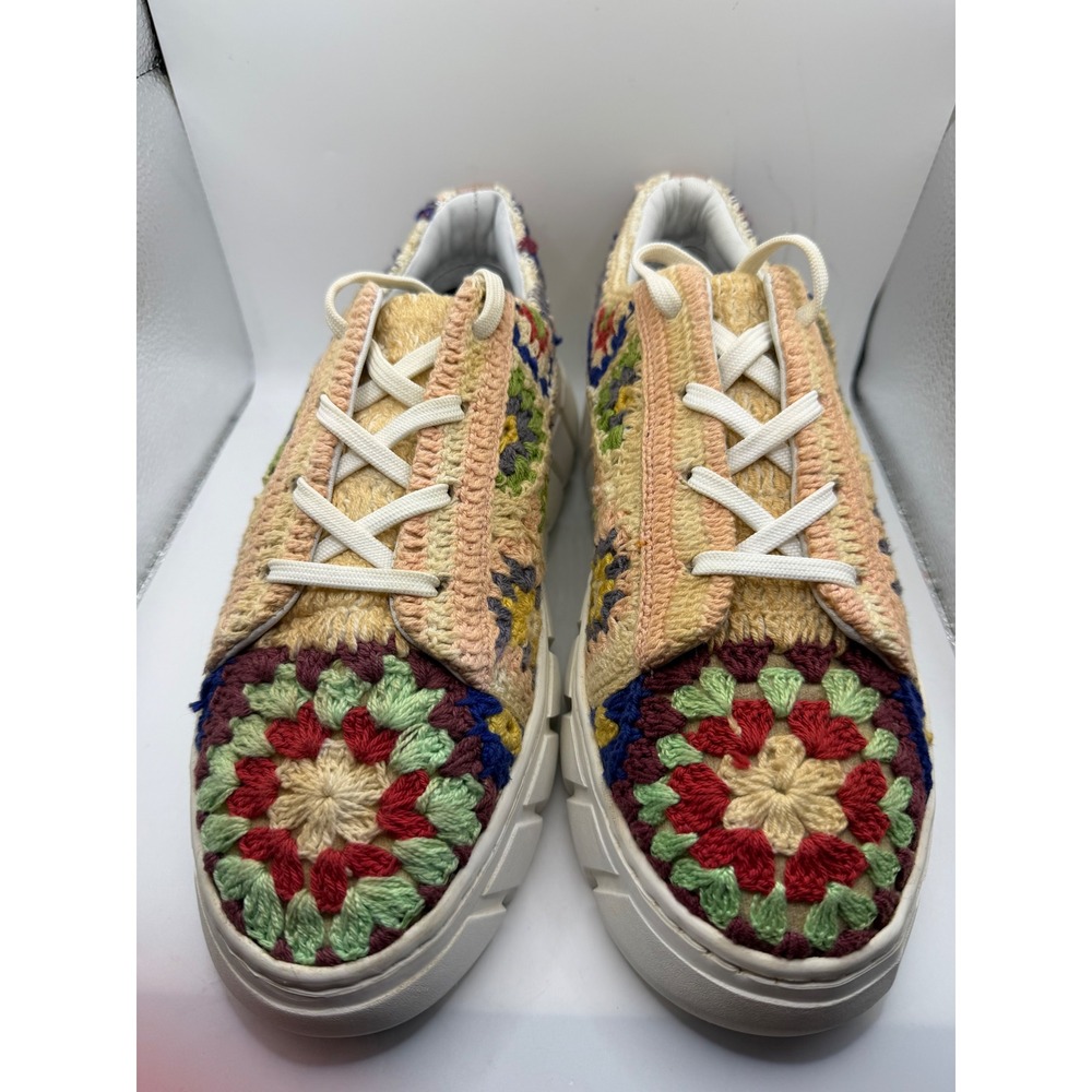 Free People Crochet Granny Square Platform Sneakers Multi Color Low Top 39